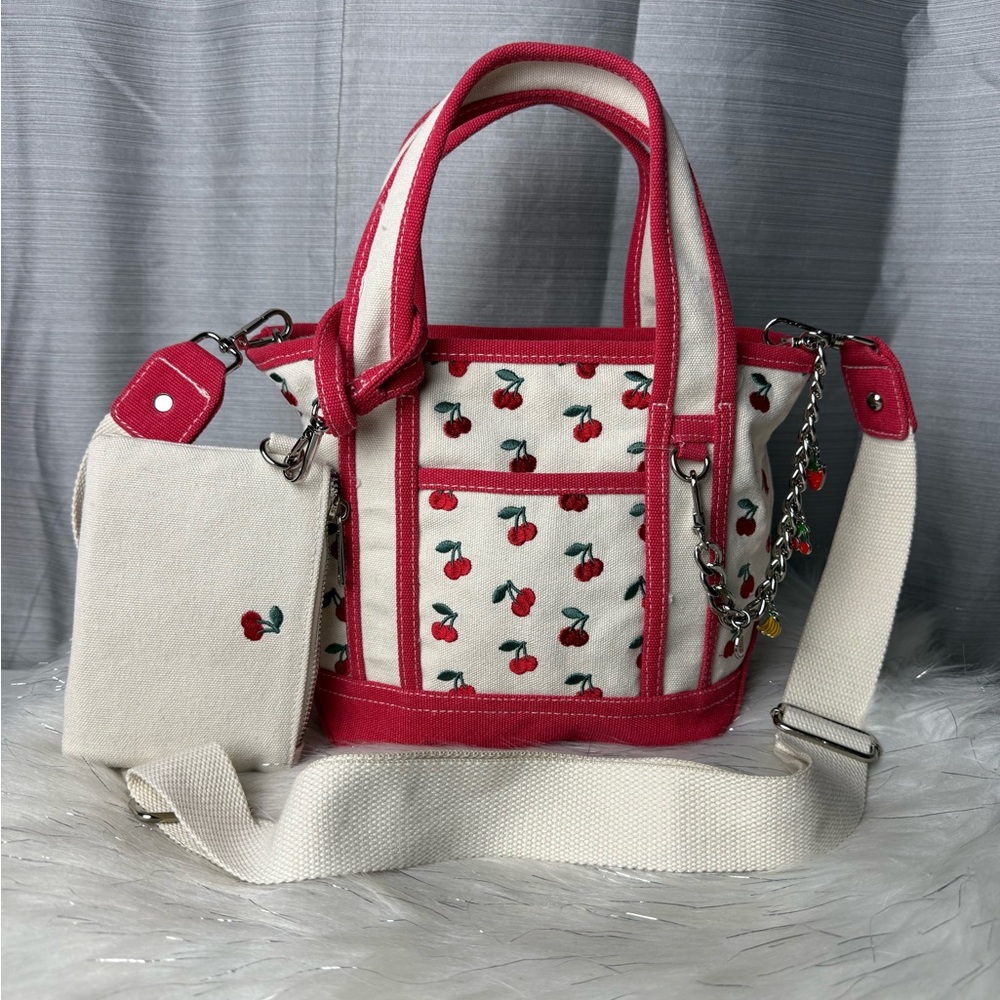 MADDEN GIRL cherry canvas mini tote bag - Picture 2 of 10